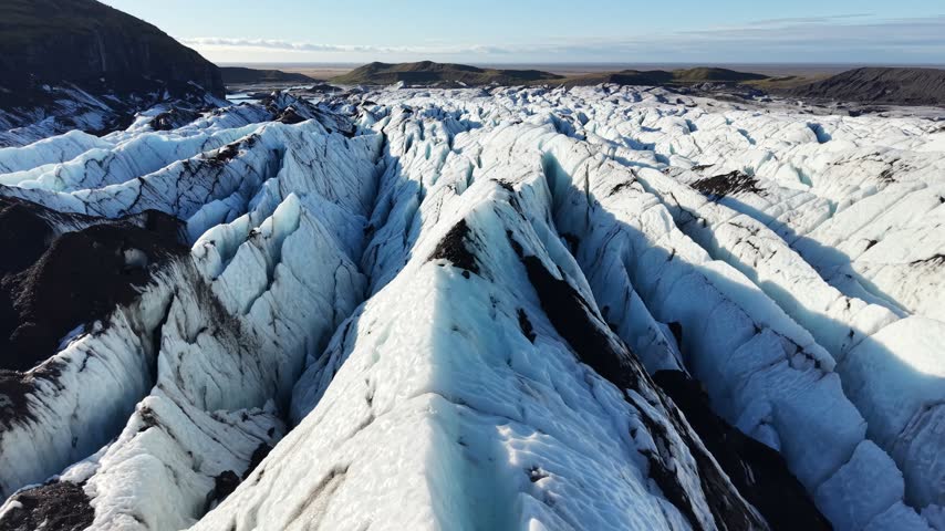 Iceland Skyline In Skaftafell In South Coast Of Iceland. Beautiful Glacier. Iceberg Skyline. Tourism Landmark. Iceland Skyline At Skaftafell In South Coast Of Iceland. Winter Travel.