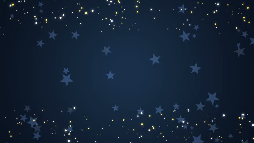 Dark night sky with blue stars and sparkling lights.
