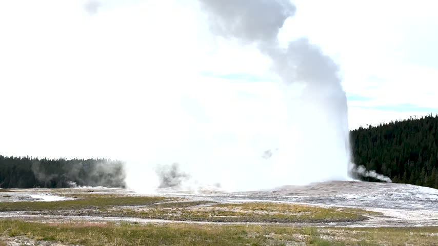 Evening Eruption of Old Faithful in Yellowstone
