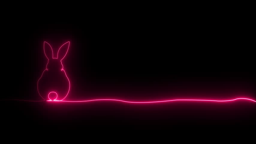 Line easter bunny rabbit drawing art continuous animal single egg. Vector bunny easter line illustration running jumping draw icon ears sketch abstract motion transparent background