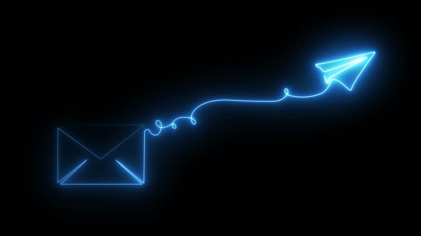 Continuous art mail one line icon email letter vector paper message. Art line mail continuous sketch newsletter outline contact plane illustration business abstract motion transparent background