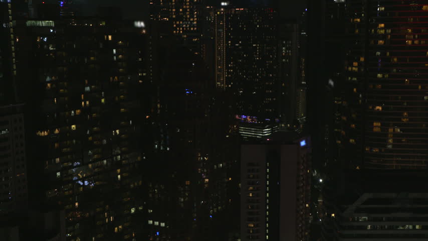 Kuala Lumpur city skyline at night viewed from a high vantage point, Malaysia