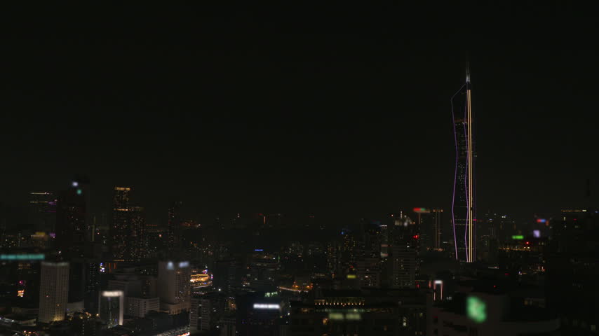 Kuala Lumpur city skyline at night viewed from a high vantage point, Malaysia