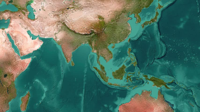 Map of Thailand glowing on satellite imagery with the Bangkok label