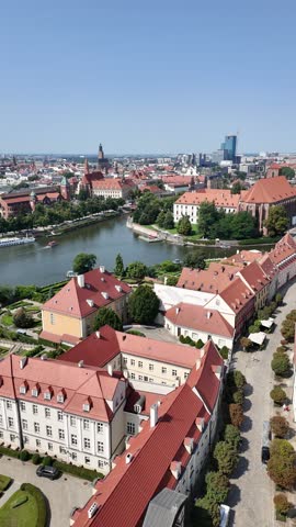 Amazing Panorama of city of Wroclaw, Lower Silesian Voivodeship, Poland