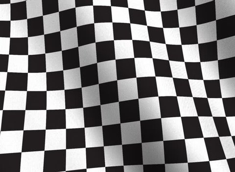 Highly detailed checkered racing flag with fabric texture waving in the wind - perfect background animation for automotive related projects - seamless looping