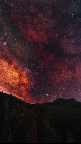 Night landscape, close up Milky Way galaxy under beautful rocks. Deep space, starry night.