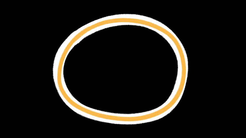 Hand Drawn Yellow Circle Highlighter Ring 2D Motion Overlay with Transparent Background