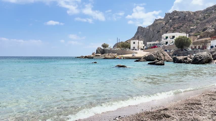 Small fishing village by a calm bay, Karpathos, Greece