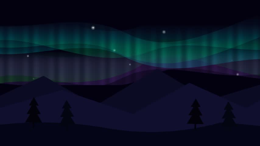 Northern Lights Aurora Borealis Over Mountain Landscape at Night