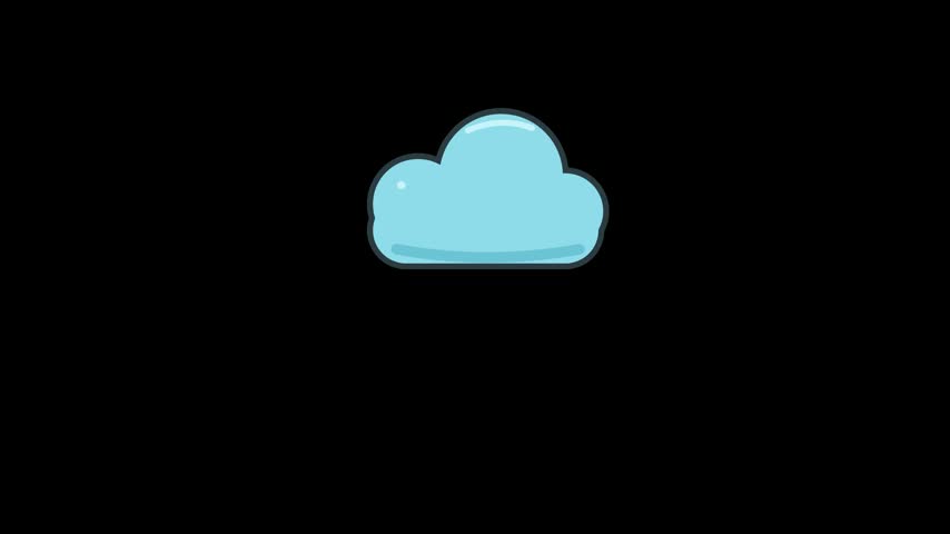 Animated cartoon snow cloud icon with falling snowflakes on a black background perfect for weather forecast graphics and winter climate designs