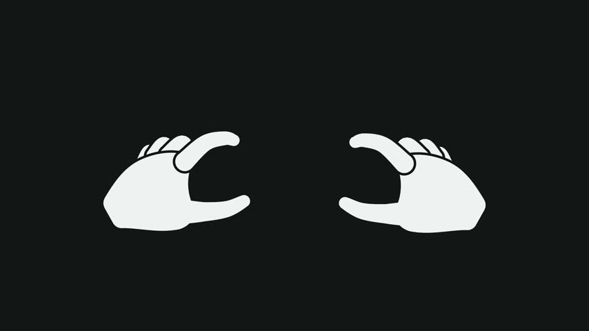 Pinch Hand Gesture Animation, Vector Touch Screen Finger UI Symbol, Minimal Interface Interaction Graphic, Dark Background, Monochrome Motion Design, UX Demonstration, Zoom Effect, Clean Vector Art