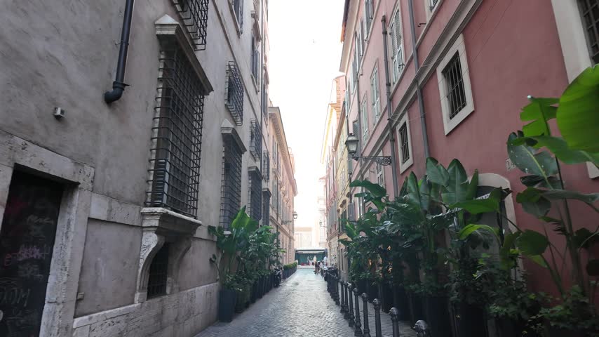 Narrow Cobblestone Street Vicolo Rosini In Campo Marzio District Rome