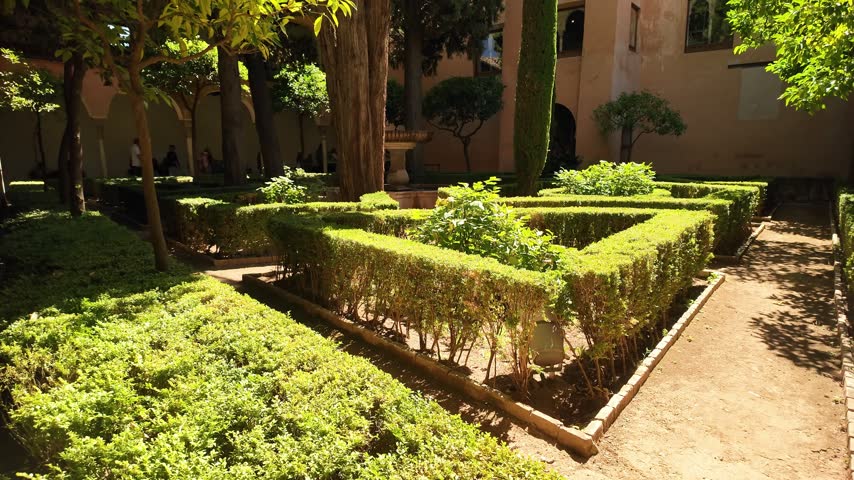 The Patio de Lindaraja also known as the Jardín de Daraxa, Garden of the Orange Trees, or Garden of the Marbles is a historic courtyard located inside the Palace of the Lions within the Alhambra complex in Granada, Spain