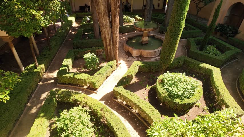 The Patio de Lindaraja also known as the Jardín de Daraxa, Garden of the Orange Trees, or Garden of the Marbles is a historic courtyard located inside the Palace of the Lions within the Alhambra complex in Granada, Spain