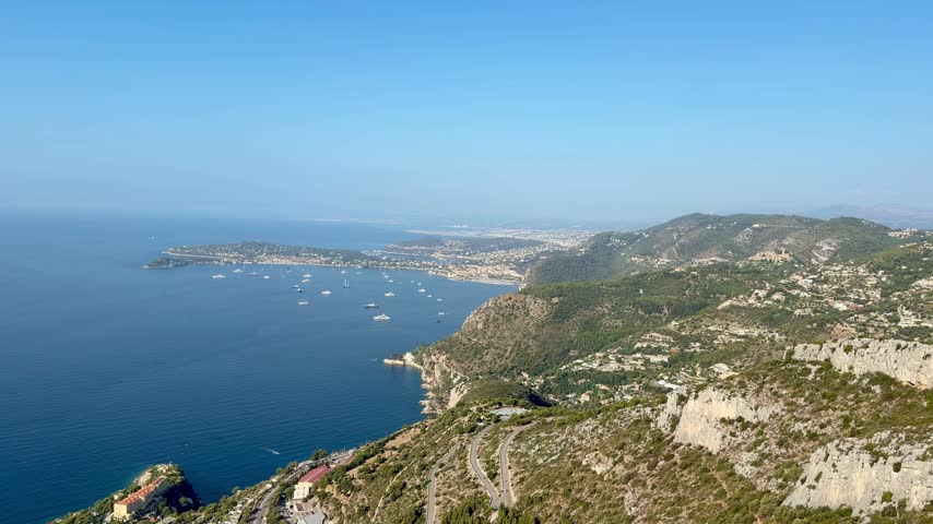 French Riviera, view of the coast. View from the mountain summit.