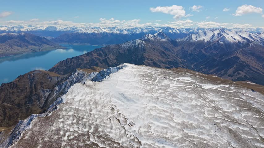 View from a hike in New Zealand, South Island, Central Otago. Near Wanaka. View on Hawea Lake. Touristy area in New Zealand.