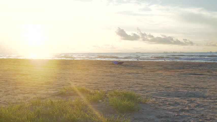 Magic Hour on the Beach in Galveston, Texas