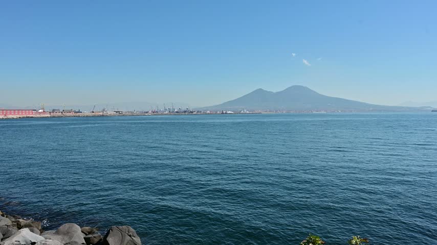 Scenic View of Naples Beach and Waterfront Promenade in Italy