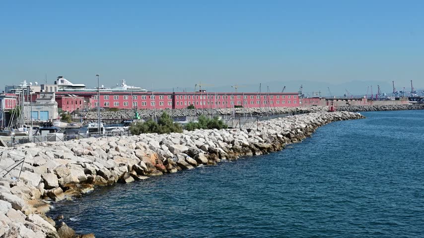 Scenic View of Naples Beach and Waterfront Promenade in Italy