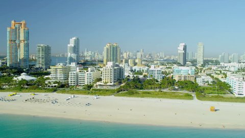 Aerial view condominiums South Pointe Park Miami Beach, Biscayne Bay, Miami, Florida, USA