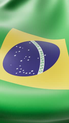 Close-up of the waving flag of Brazil