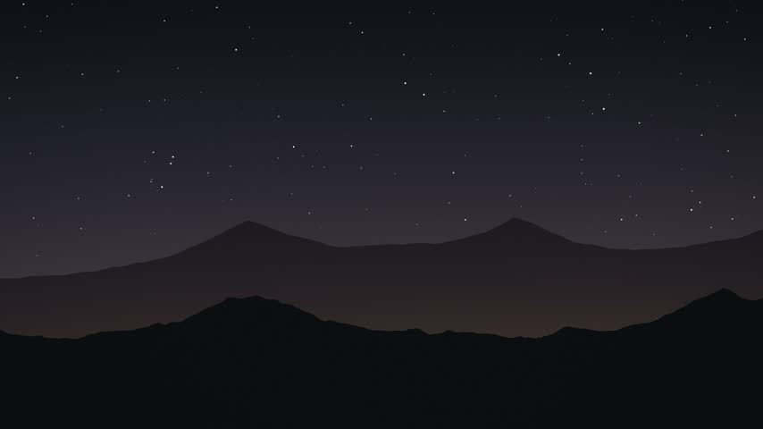 Star trails building up circling the pole star above the silhouette of a mountain ridge, night sky astrophotography timelapse, 4K