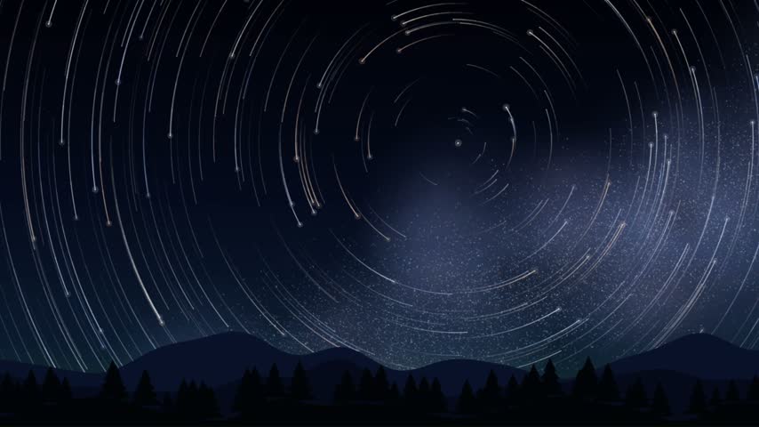 Mesmerizing Star Trails Over a Quiet Mountain Landscape