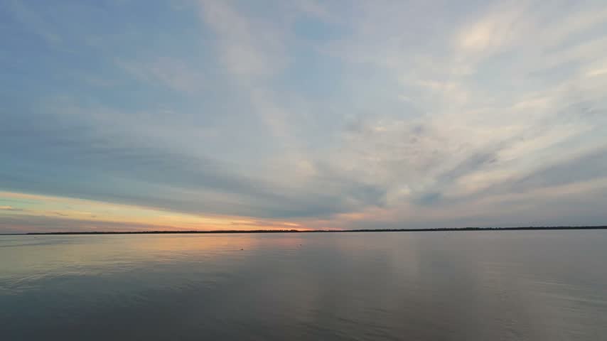 Peaceful Evening Sky Reflected on the Parana River in La Paz, Argentina