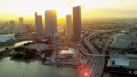 Miami - December 2012: Aerial view American Airlines Arena home to Miami Heat Basketball Team, Miami, Florida, USA