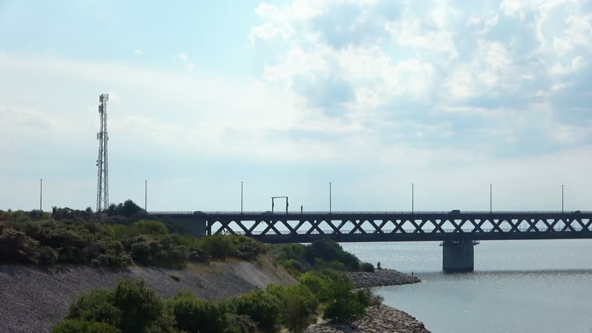 Panoramic view of the Oresund Bridge, the famous connection between Copenhagen and Malmo