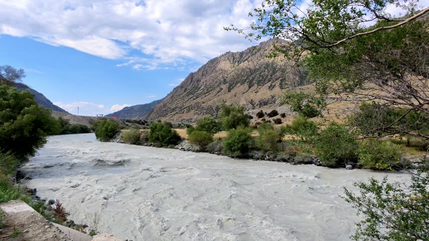 Turbulent Mountain River, Xinjiang Province, China, Asia