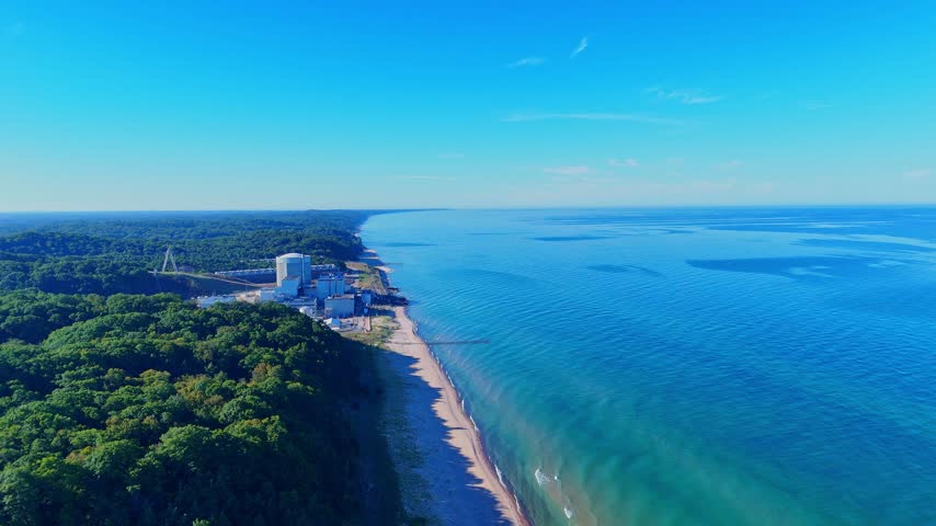 Palisades Power Plant producing energy on the shore of Lake Michigan in America