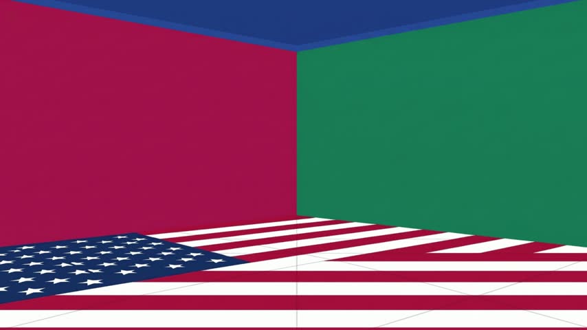 Political election voting scene with ballot boxes American flag theme and vote sign vector animation asset