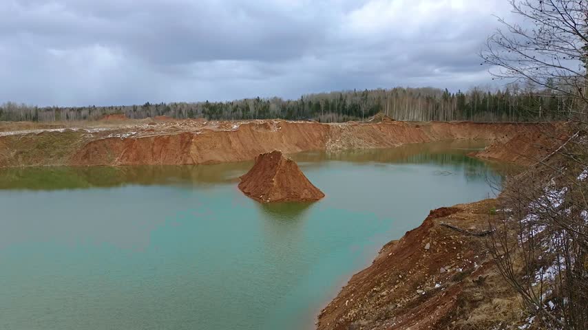 a lake on the site of an old, exhausted quarry