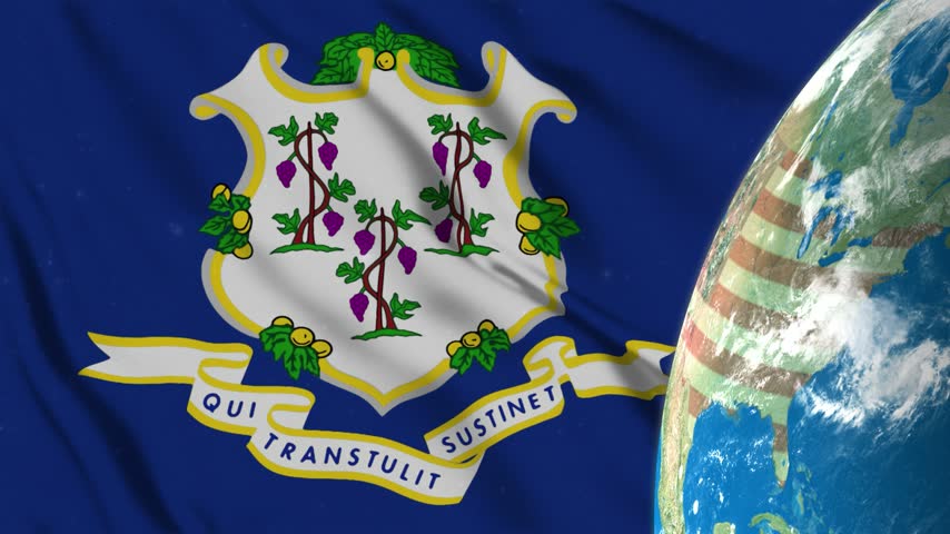 Connecticut Flag With Earth Globe
