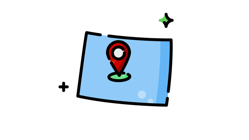 Animated Colorado map location pin symbol highlights the states distinctive shape and identity, ideal for travel guides, tourism branding, and navigation.