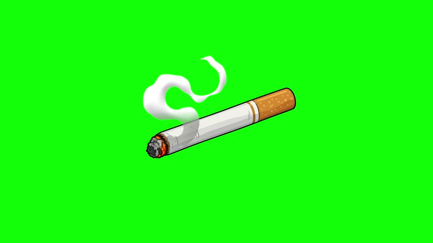Cigarette with smoke animation in cartoon vector style for addiction awareness