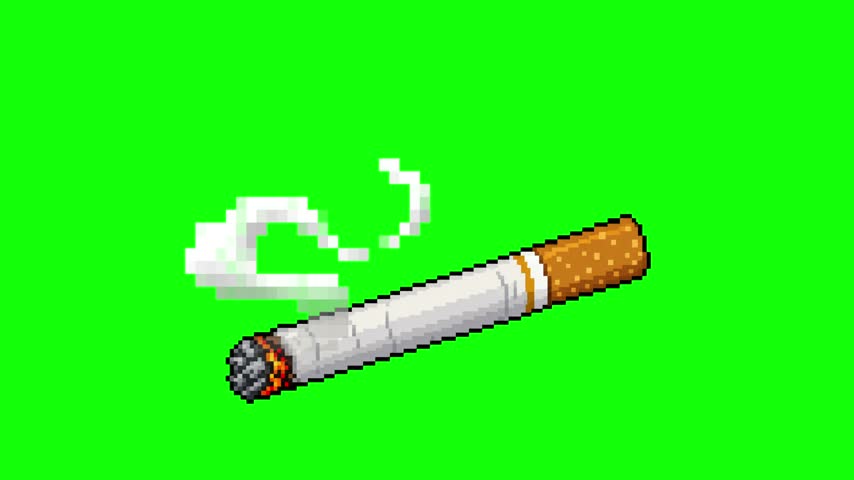 Cigarette with smoke animation in cartoon vector style for addiction awareness
