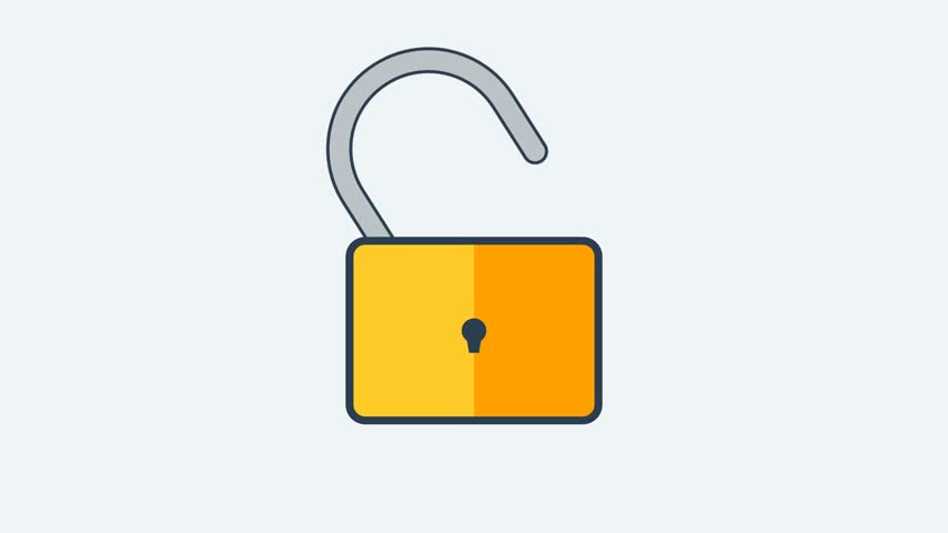 Open yellow padlock icon vector illustration