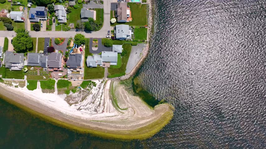 Bullock Point aerial view in summer between Providence River and Bullock Cove at Riverside, city of East Providence, Rhode Island RI, USA. 