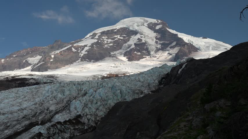 Pan of Mount Baker and glacier