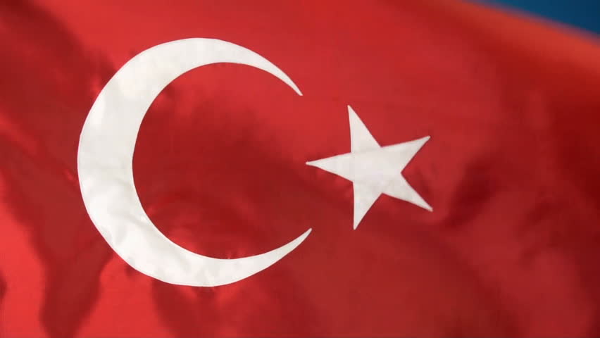 Close up HD video of Turkish flag waving in the breeze, NOT computer generated