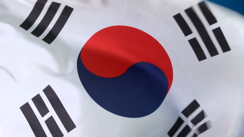 Close up HD video of South Korean flag waving in the breeze, NOT computer