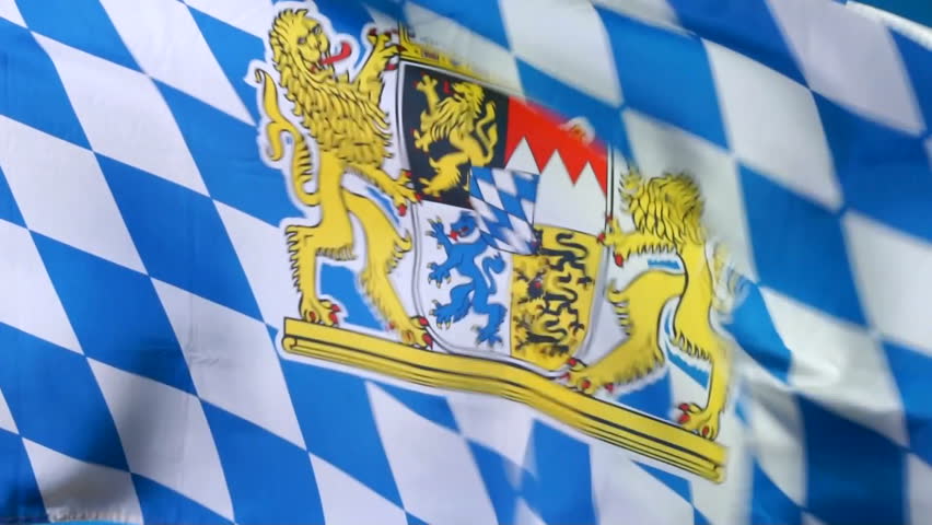 Close up HD video of Bavarian flag waving in the breeze,NOT computer generated