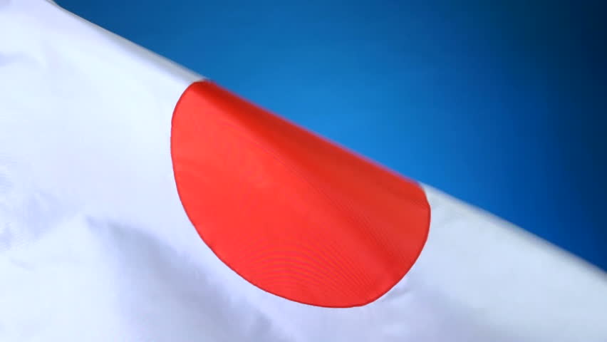 Close up HD video of Japanese flag waving in the wind, NOT computer generated
