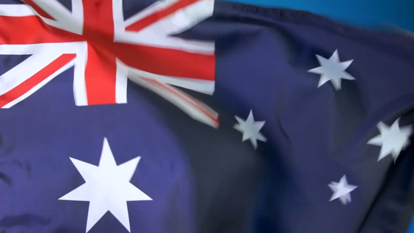 Close up HD video of Australian flag waving in the breeze, NOT computer