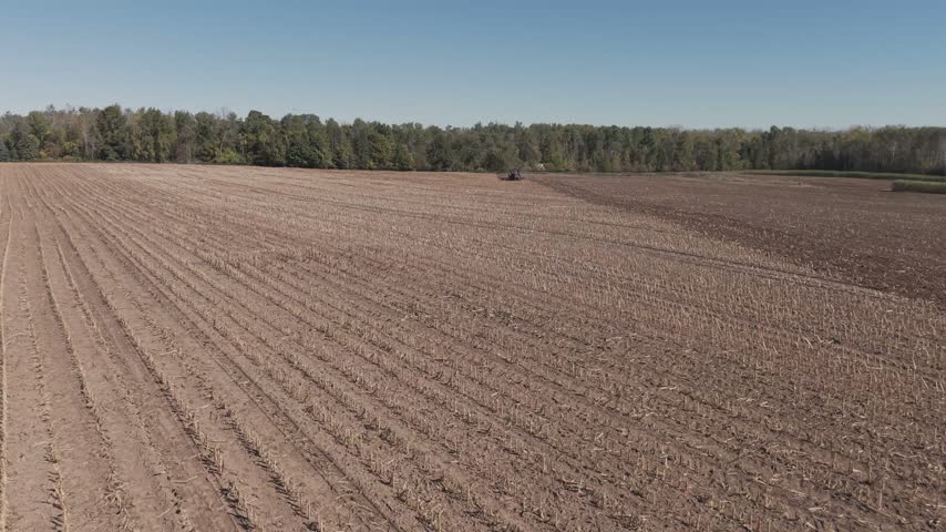 After harvesting corn, a farm field is being tilled in northeast Wisconsin.