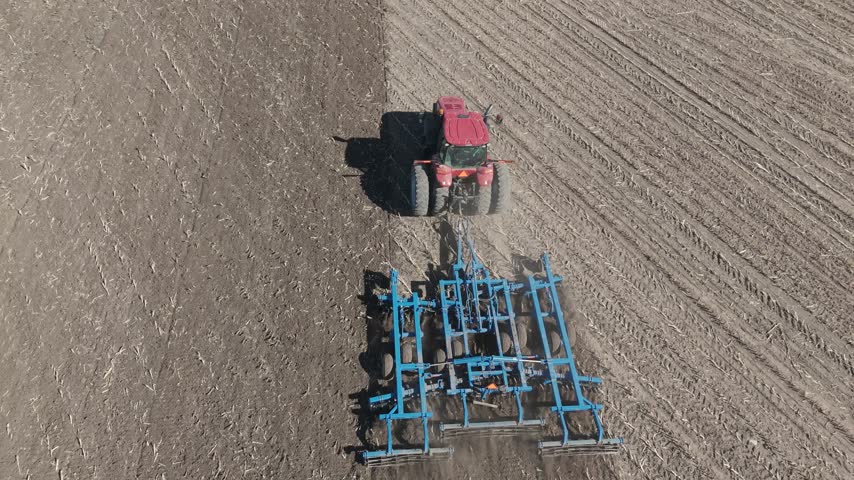 After harvesting corn, a farm field is being tilled in northeast Wisconsin.