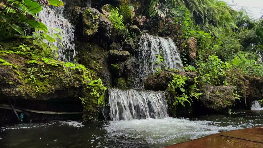 Artificial waterfall in the garden